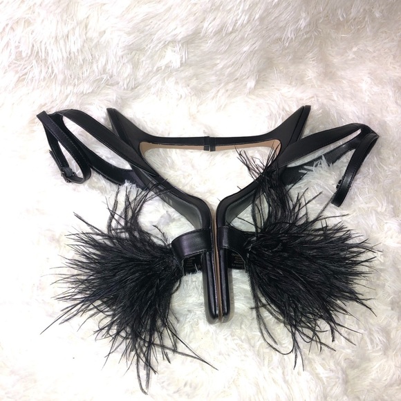 Gianni Bini Black Feathered Heels size 9.5 NWOT - Picture 12 of 15